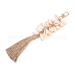 Anhänger-Dekoration aus natürlichen Muscheln und Jutekordeln mit Quasten&nbsp;HJEW-JM03149
