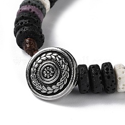Braccialetto con perline di disco di roccia lavica naturale tinta&nbsp;BJEW-Z020-01C-AS