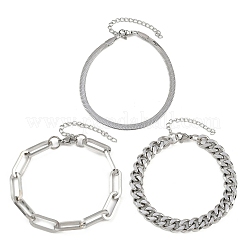 Ensemble de bracelets à chaîne en acier inoxydable 304&nbsp;BJEW-F505-01P
