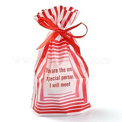 Пластиковые пакеты для выпечки, шнурок сумки, на рождество свадьба день рождения помолвка праздник пользу, прямоугольные, красные, Геометрический рисунок, 22.3x15.1 см, около 45~50 шт / упаковка