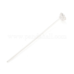 Alloy Hair Stick Findings, Vintage Decorative for Hair Diy Accessory, Flower, Silver, 125x14.5mm, Tray: 11mm, Pin: 2.5mm