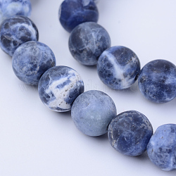 Chapelets de perles en sodalite naturelle, mat, ronde, 8~8.5mm, Trou: 1mm, Environ 47 pcs/chapelet, 15.5 pouce
