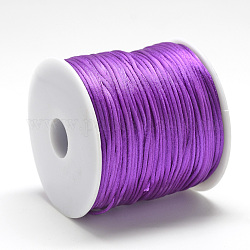 Hilo de nylon, Cordón de satén de cola de rata, púrpura, aproximamente 1 mm, alrededor de 76.55 yarda (70 m) / rollo