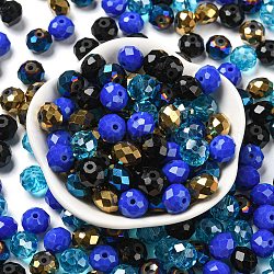 Perles en verre, facette, rondelle, bleu moyen, 10x8mm, Trou: 1mm, environ 560 pcs/500 g