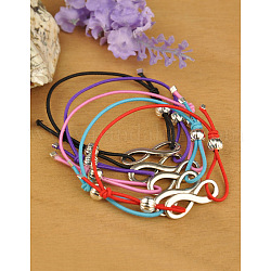 Braccialetti registrabili di modo elastico, con pendenti in lega di infinity, perline di ferro ondulato e corda elastico, colore misto, 40~70mm