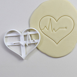 Cortadores de galletas de plástico pp, latido del corazón, blanco, 73x93mm
