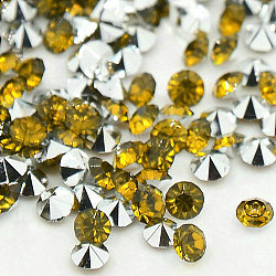 Grade AAA Pointed Back Resin Rhinestones, Diamond Shape, Gold, 5.5mm, about 2880pcs/bag