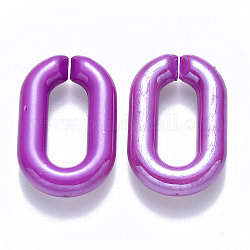 Opake Acryl Verknüpfung Ringe, Quick-Link-Anschlüsse, zur Herstellung von Kabelketten, perlig, Oval, lila, 31x19.5x5.5 mm, Innendurchmesser: 19.5x7.5 mm