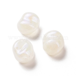 Perles acryliques opaques, perles de paillettes, torsion rond, beige, 16x13.5x11mm, Trou: 1.8mm, environ 333 pcs/500 g