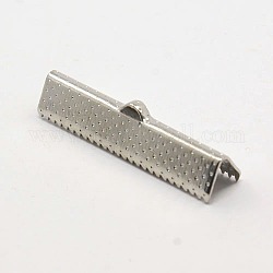 Eisenband Crimp-Enden, Rechteck, Platin Farbe, 7x30.5 mm, Bohrung: 1 mm