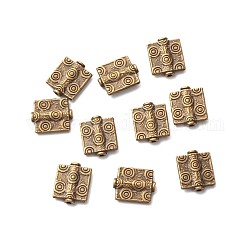 Tibetischer stil legierung perlen, Rechteck, Nickelfrei, Antik Bronze, 12x10x2.5 mm, Bohrung: 1.2 mm