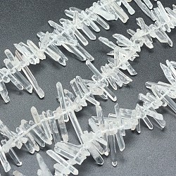 Natural Quartz Crystal Beads Strands, Rock Crystal Beads, Nuggets, 13~37x2~4mm, Hole: 0.5mm, about 14.9 inch(38cm)