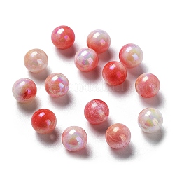 Perles acryliques opaques bicolores, ronde, tomate, 10mm, Trou: 1.8mm, environ 1020 pcs/500 g