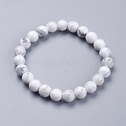 Natural Howlite Beaded Stretch Bracelets, Round, 2 inch(52mm)