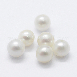 Natural Cultured Freshwater Pearl Beads, Grade 3A, Half Drilled, Round, Floral White, 3.5~4mm, Hole: 0.8mm