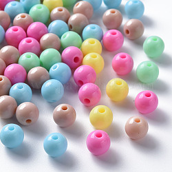Opake Legierung Perlen, Runde, Mischfarbe, 8x7 mm, Bohrung: 2 mm, ca. 111 Stk. / 500 g