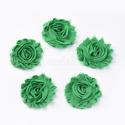 Handarbeit gewebt Ornament Accessoires, Chiffon Tuch Blume, grün, 60x15 mm