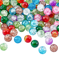 Ph pandahall 8mm Knistern Glas Bunte Malerei Perlen für Schmuck machen Erwachsene, 200 Stück 10 Farben Kristallperlen für Sommer Perlen liefert Halskette, Ohrring machen Haarschmuck