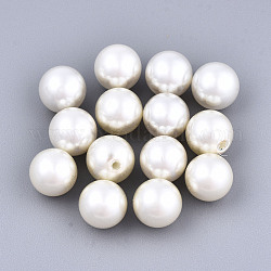 Perline di perla di vetro, tinto, mezzo forato perle, perlato, tondo, vecchio pizzo, 1/4 pollice (8 mm), Foro: 1 mm