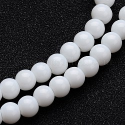 Opaque verre de couleur brins de perles rondes, blanc, 10mm, Trou: 1mm, Environ 32 pcs/chapelet, 11 pouce