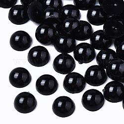 Cabujones de plástico abs, abalorios de imitación, semicírculo, negro, 6x3mm, aproximamente 5000 unidades / bolsa