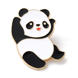 Spille smaltate panda dei cartoni animati, distintivo in lega color oro chiaro per abiti da zaino, panda, 31.5x23mm