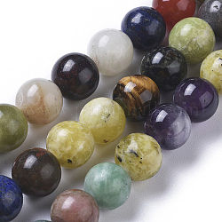 Природных драгоценных камней смешанного бисер нитей, круглые, 8 мм, отверстие : 0.7 мм, около 46 шт / нитка, 14.96 дюйм (38 см)
