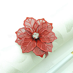Alloy Napkin Rings, Napkin Holder Adornment, Restaurant Daily Accessiroes, Flower, Red, 52x52mm