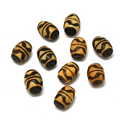 Doppelte Tiger-Dzi-Perlen im tibetischen Stil, natürliche Achat Perlen, Oval, 15.5~17x12~13 mm, Bohrung: 1.6 mm