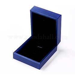 Plastic Jewelry Boxes, Covered with Imitation Leather, Rectangle, Blue, 7.5x8.5x3.5cm