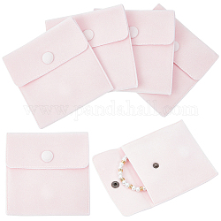 Bolsas de joyería de terciopelo cuadradas Beebeecraft, con broche de presión, rosa, 10x10x1 cm