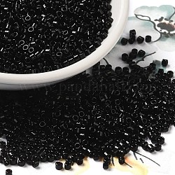 Perline di semi di vetro di colori opachi, cilindro, nero, 2x1.5mm, Foro: 1 mm