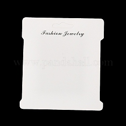 Tarjetas de exhibición de cintas de papel, rectángulo con joyería de moda de palabra, blanco, 11x9.8x0.05 cm, agujero: 25x7 mm