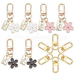 PandaHall 12pcs Daisy Flower Keychain for Women, 6pcs 3 Colors Enamel Cute Keychain 2.3