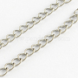 304 Stainless Steel Curb Chains, Soldered, with Spool, Solder, Stainless Steel Color, 2.8x1.8x0.4mm, about 328.08 Feet(100m)/roll
