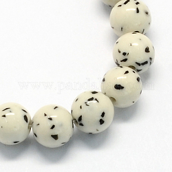 Bolas de Piedras Preciosas sintética hebras, imitación bodh budista, redondo, blanco, 12mm, agujero: 1.5 mm, aproximamente 33 pcs / cadena, 15.7 pulgada