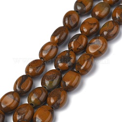 Naturales de bambú hoja de piedras de abalorios hebras, oval, 8x6x3.5~4mm, agujero: 1 mm, aproximamente 45~52 pcs / cadena, 15.16~15.74 pulgada (38.5~40 cm)