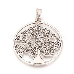 Tibetan Style Alloy Big Pendants, Cadmium Free & Lead Free, Flat Round with Tree of Life, Antique Silver, 69x62.5x2mm, Hole: 5x11.5mm