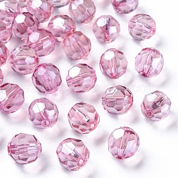 Perles en acrylique transparente, facette, football américain, flamant, 14x13.5mm, Trou: 2mm, environ 330 pcs/500 g