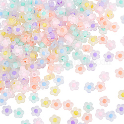 Sunnyclue 1 boîte de 400 perles de fleurs transparentes de 6 couleurs en acrylique, perles givrées, entretoise de fleurs, perles en vrac pour la fabrication de bijoux, colliers, bracelets, boucles d'oreilles, femmes adultes, fournitures de bricolage