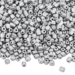NBEADS About 2000 Pcs Silver Cube Seed Beads, 3x3x3~7mm Paint Glass Seed Beads Metallic Color Pony Beads Mini Baking Paint Spacer Loose Beads for DIY Craft Bracelet Necklace Jewelry Making