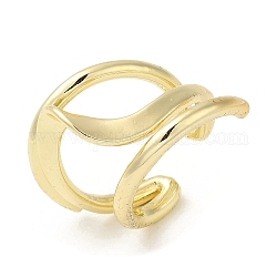Polsini aperti in ottone, anello onda per le donne, vero placcato oro 18k, misura degli stati uniti 6 1/4 (16.7mm), 6~24mm