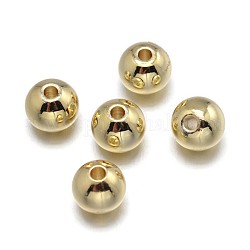 Perline in ottone,  piombo & nichel & cadmio libero, round solido, vero placcato oro 18k, 4mm, Foro: 1.5~2 mm