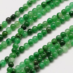 Natürliche grüne Jade Perle Stränge, Runde, 3 mm, Bohrung: 0.8 mm, ca. 126 Stk. / Strang, 16 Zoll