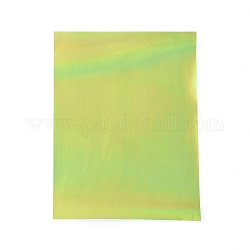 Tela de cuero de la PU con espejo arcoíris holográfico a5 láser, para artesanía tela diy materia, amarillo verdoso, 20.5x15.3x0.08 cm