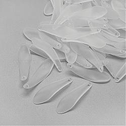 Transparenten Acryl-Anhänger, matt, Blatt, Transparent, 35x10x2 mm, Bohrung: 1.5 mm, ca. 1000 Stk. / 500 g