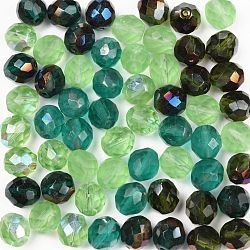 Perles de verre tchèques polies au feu, facette, ananas, verte, 10x10mm, Trou: 1.4mm, environ 60 pcs / sachet 