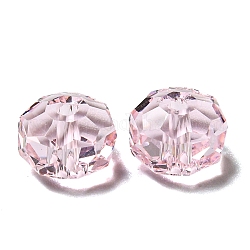 Perles en verre transparentes, facette, rondelle, rose clair, 6x4mm, Trou: 1.2mm