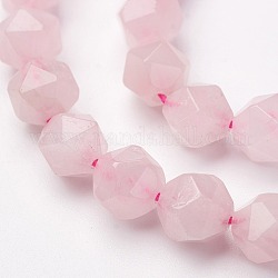Natural Rose Quartz Bead Strands, Faceted, Round, 8~8.5mm, Hole: 1mm, about 48pcs/strand, 15.15 inch