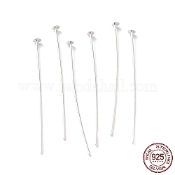925 Sterling Silver Flat Head Pins, Silver, 21 Gauge, 25x0.7mm, Head: 2mm